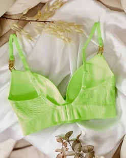 Online Damski biustonosz prążkowany z ozdobnymi ramiączkami Codzienne