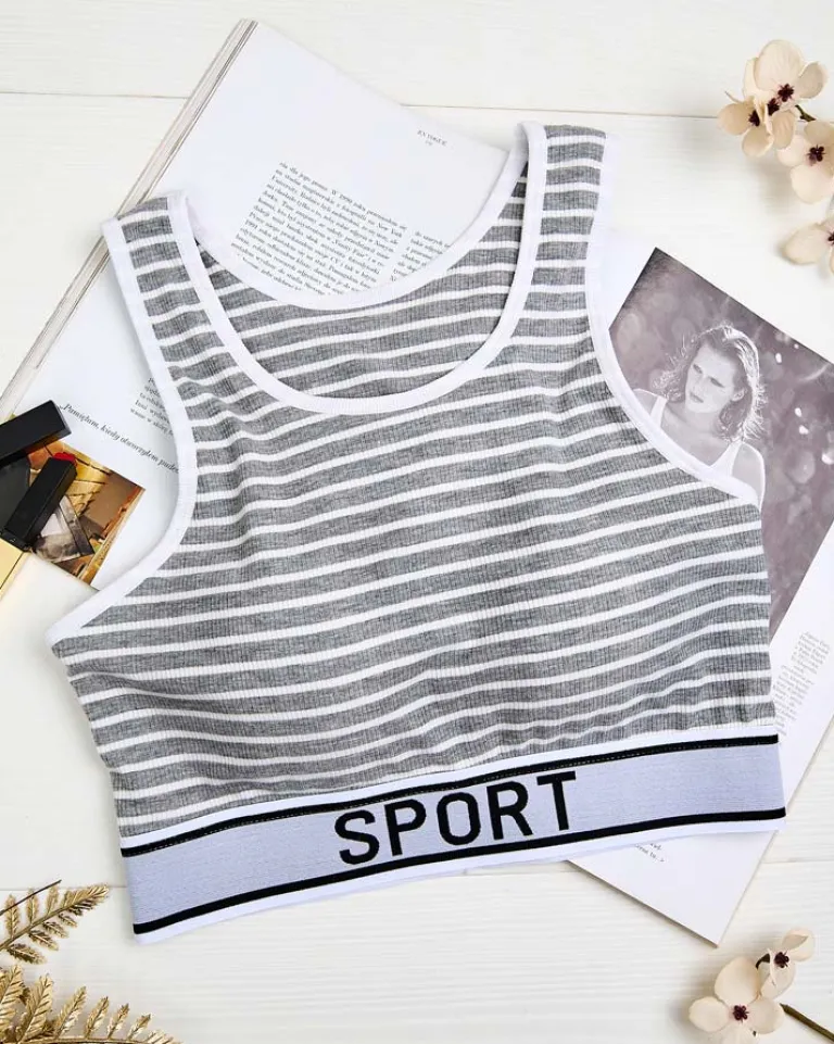 Best Damski biustonosz sportowy w paski Sportowe