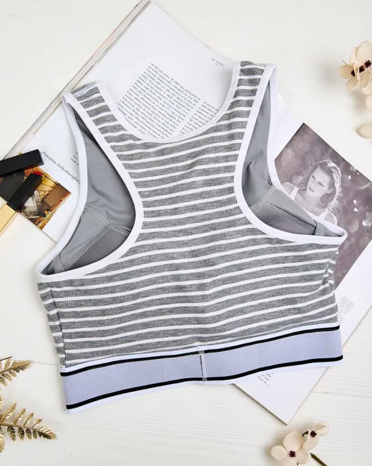 Best Damski biustonosz sportowy w paski Sportowe