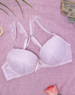 Damski biustonosz z koronką w kolorze jasnoszarym Codzienne