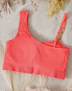 Damski biustonosz prążkowany z ozdobnym ramiączkiem Codzienne