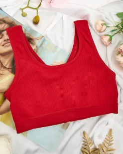 Damski biustonosz sportowy prążkowany Sportowe