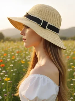 Clearance Damski kapelusz słomiany Sunny Meadow Damskie Czapki I Kapelusze