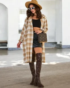 Best Damski płaszcz w kratę Kurtki / Marynarki / Płaszcze