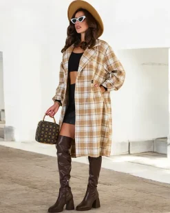 Best Damski płaszcz w kratę Kurtki / Marynarki / Płaszcze