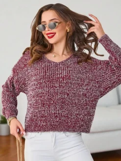 Hot Damski sweter z błyszczącą nicią Swetry