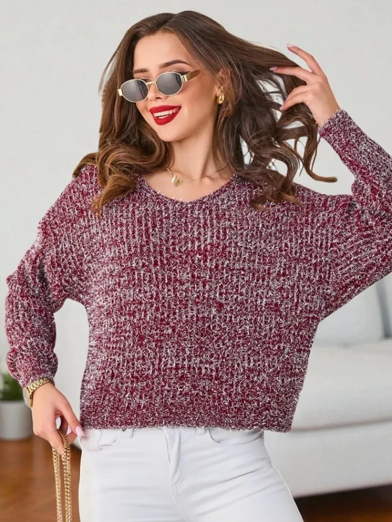 Hot Damski sweter z błyszczącą nicią Swetry