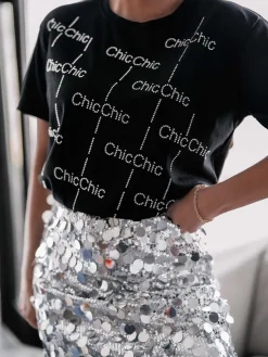 Best Damski t-shirt z cyrkoniami Bluzki / Koszule / Koszulki