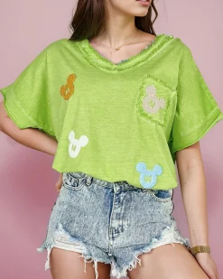 Sale Damski t-shirt z naszywkami Bluzki / Koszule / Koszulki