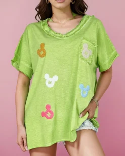 Sale Damski t-shirt z naszywkami Bluzki / Koszule / Koszulki