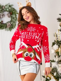 Best Damski świąteczny sweter z reniferem w kolorze m Swetry