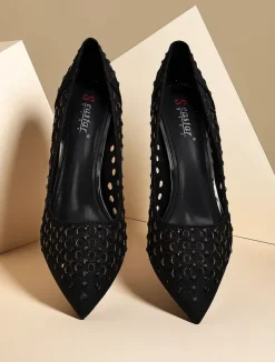 Outlet Damskie ażurowe czółenka na szpilce Ecatte Szpilki|Klasyczne