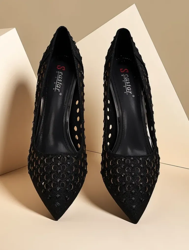 Outlet Damskie ażurowe czółenka na szpilce Ecatte Szpilki|Klasyczne