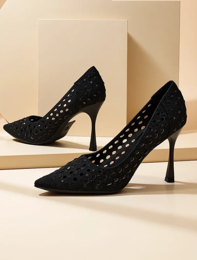 Outlet Damskie ażurowe czółenka na szpilce Ecatte Szpilki|Klasyczne