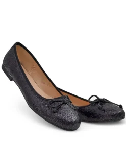 Damskie baleriny z brokatem i kokardką Aramie Buty Na Wielkie Wyjście|Baleriny Klasyczne