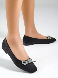 Hot Damskie baleriny z kokardką i połyskiem Ofenal Buty Na Wielkie Wyjście|Baleriny Klasyczne