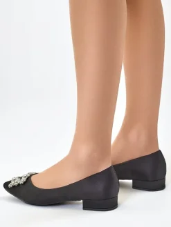 New Damskie baleriny a'la satynowe z klamerką Legant Buty Na Wielkie Wyjście|Baleriny Klasyczne