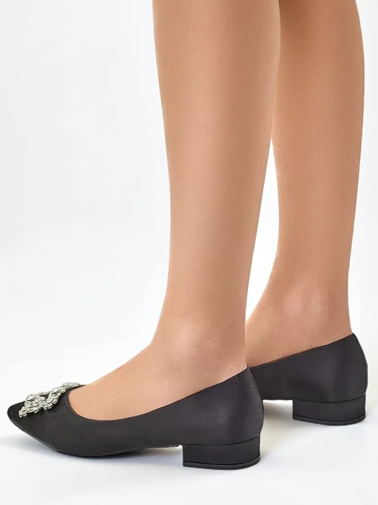 New Damskie baleriny a'la satynowe z klamerką Legant Buty Na Wielkie Wyjście|Baleriny Klasyczne