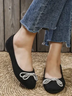 New Damskie baleriny z kokardką Ofelna Buty Na Wielkie Wyjście|Baleriny Klasyczne