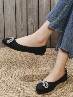 New Damskie baleriny z kokardką Ofelna Buty Na Wielkie Wyjście|Baleriny Klasyczne