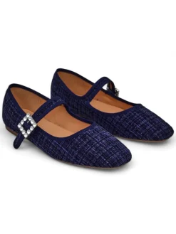 Clearance Damskie baleriny w krateczkę z klamerką i paseczkiem Riffos Buty Na Wielkie Wyjście|Baleriny Klasyczne