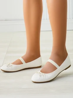 Outlet Damskie baleriny z kokardką i gumką Evsal Buty Na Wielkie Wyjście|Baleriny Klasyczne