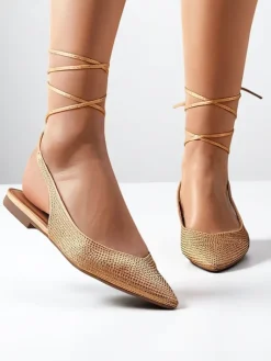 Hot Damskie baleriny z cyrkoniami bez pięty Daggas Baleriny Klasyczne