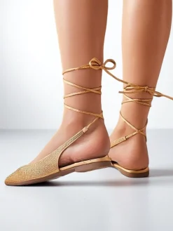 Hot Damskie baleriny z cyrkoniami bez pięty Daggas Baleriny Klasyczne