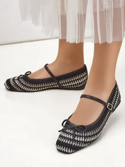 Clearance Damskie baleriny plecione z paseczkiem Vanot Baleriny Klasyczne