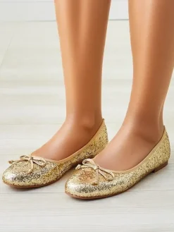 Clearance Damskie baleriny z brokatem i kokardką Aramie Buty Na Wielkie Wyjście|Baleriny Klasyczne