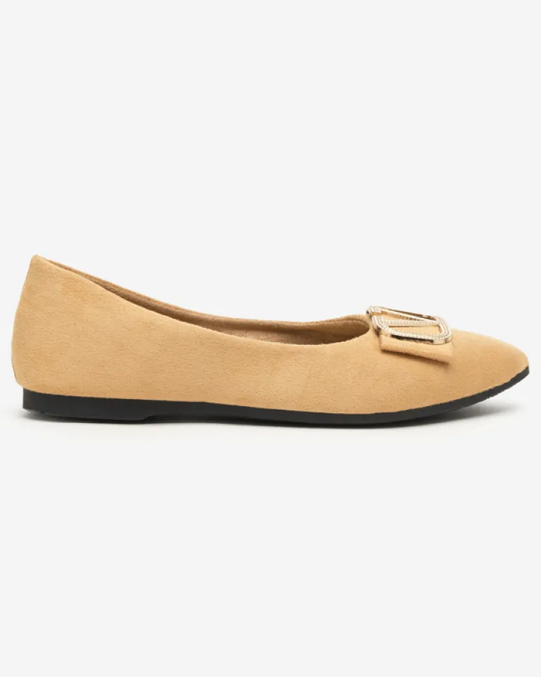 New Damskie beżowe baleriny z ozdobą na nosku Cavo Baleriny Klasyczne