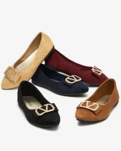 New Damskie beżowe baleriny z ozdobą na nosku Cavo Baleriny Klasyczne