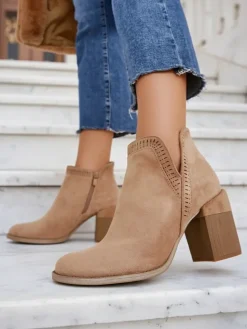 Best Damskie botki na słupku Vettot Botki Bez Ocieplenia|Botki Na Słupku