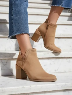 Best Damskie botki na słupku Vettot Botki Bez Ocieplenia|Botki Na Słupku