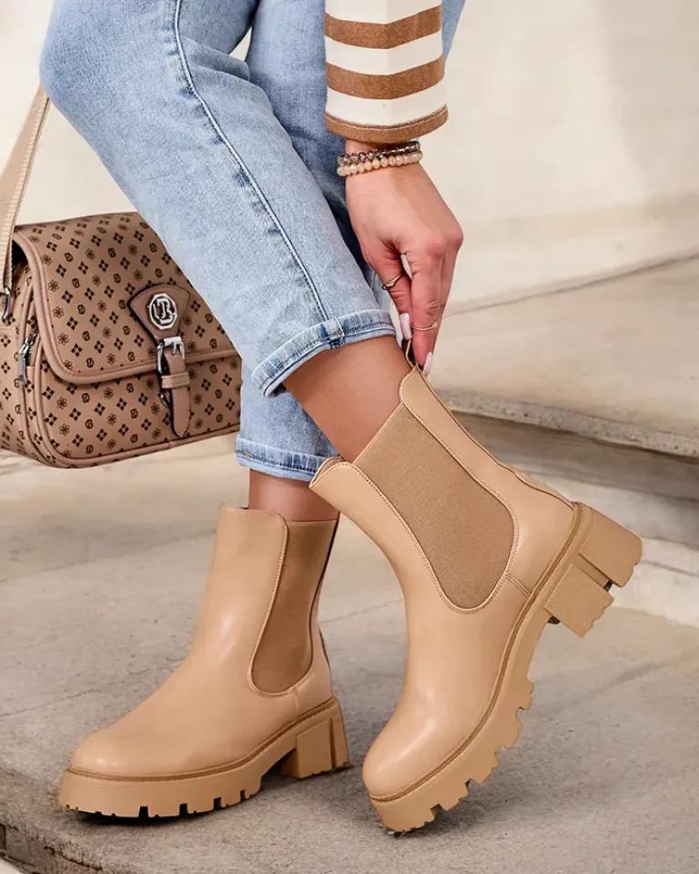 Clearance Damskie botki Reivista Botki Z Delikatnym Ociepleniem|Botki Na Płaskim Obcasie