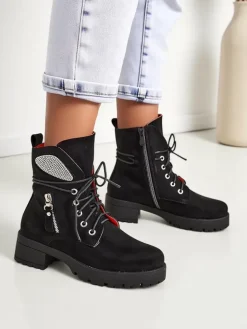 Outlet Damskie botki workery Volio Workery|Botki Z Delikatnym Ociepleniem