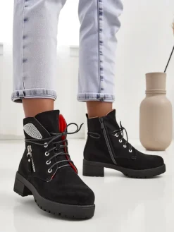 Outlet Damskie botki workery Volio Workery|Botki Z Delikatnym Ociepleniem