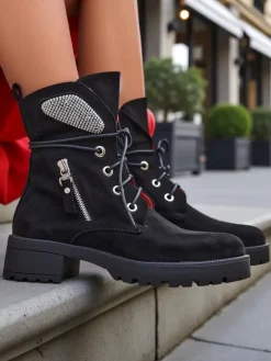 Outlet Damskie botki workery Volio Workery|Botki Z Delikatnym Ociepleniem