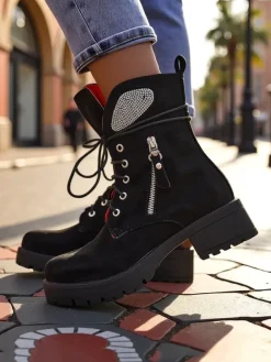 Outlet Damskie botki workery Volio Workery|Botki Z Delikatnym Ociepleniem