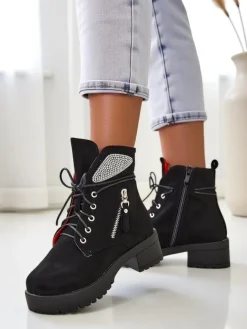 Outlet Damskie botki workery Volio Workery|Botki Z Delikatnym Ociepleniem