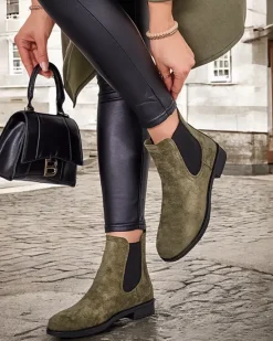 New Damskie botki a'la sztyblety z eko-zamszu Ataras Botki Z Delikatnym Ociepleniem|Sztyblety