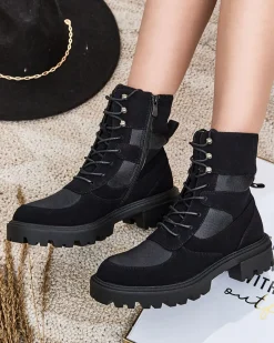 Hot Damskie botki sznurowane Hovienta Workery|Botki Bez Ocieplenia