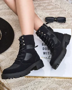 Hot Damskie botki sznurowane Hovienta Workery|Botki Bez Ocieplenia