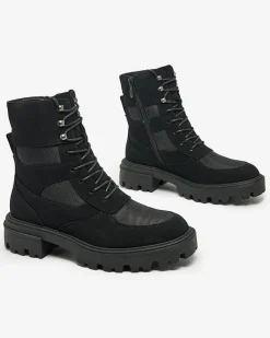 Hot Damskie botki sznurowane Hovienta Workery|Botki Bez Ocieplenia