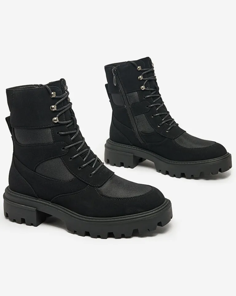 Hot Damskie botki sznurowane Hovienta Workery|Botki Bez Ocieplenia