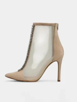 Best Damskie botki na szpilce z przeźroczystej siateczki Glam Style Szpilki|Botki Bez Ocieplenia