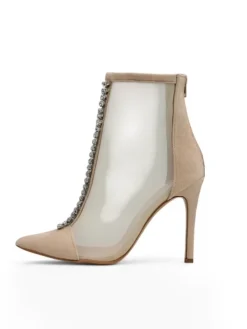 Best Damskie botki na szpilce z przeźroczystej siateczki Glam Style Szpilki|Botki Bez Ocieplenia