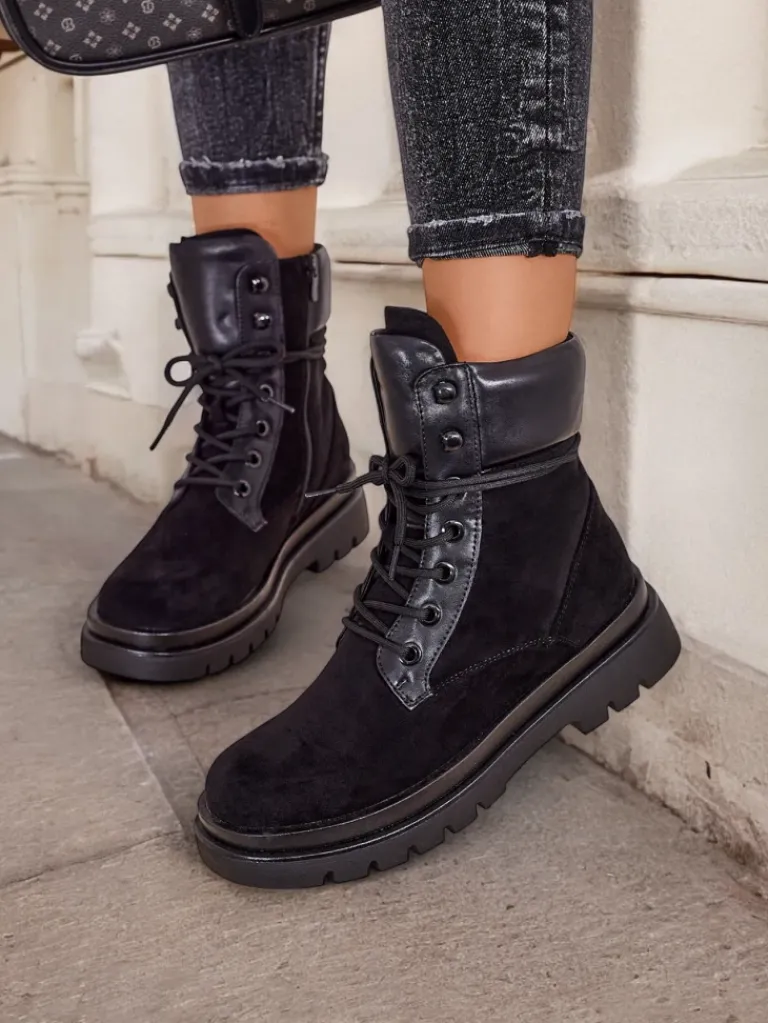 New Damskie botki workery Ferrinole Workery|Botki Z Delikatnym Ociepleniem