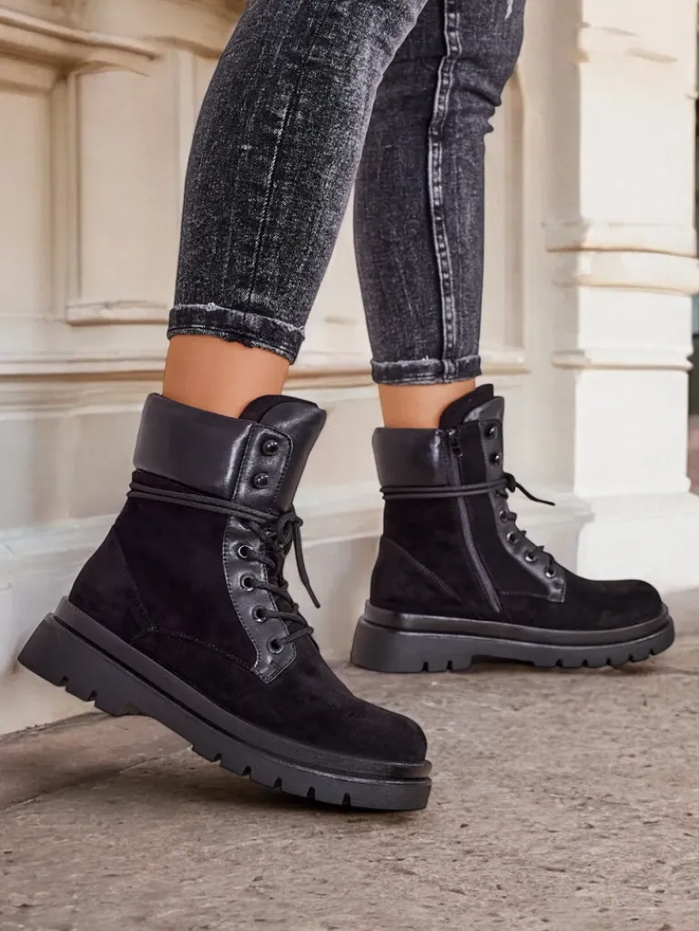 New Damskie botki workery Ferrinole Workery|Botki Z Delikatnym Ociepleniem