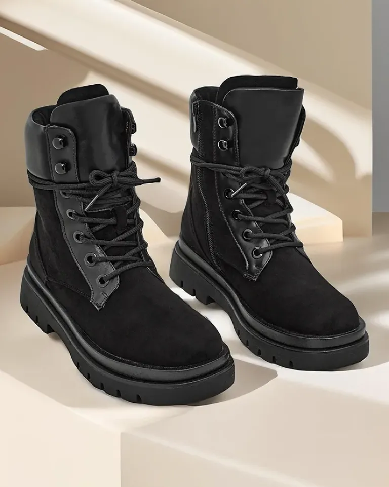 New Damskie botki workery Ferrinole Workery|Botki Z Delikatnym Ociepleniem